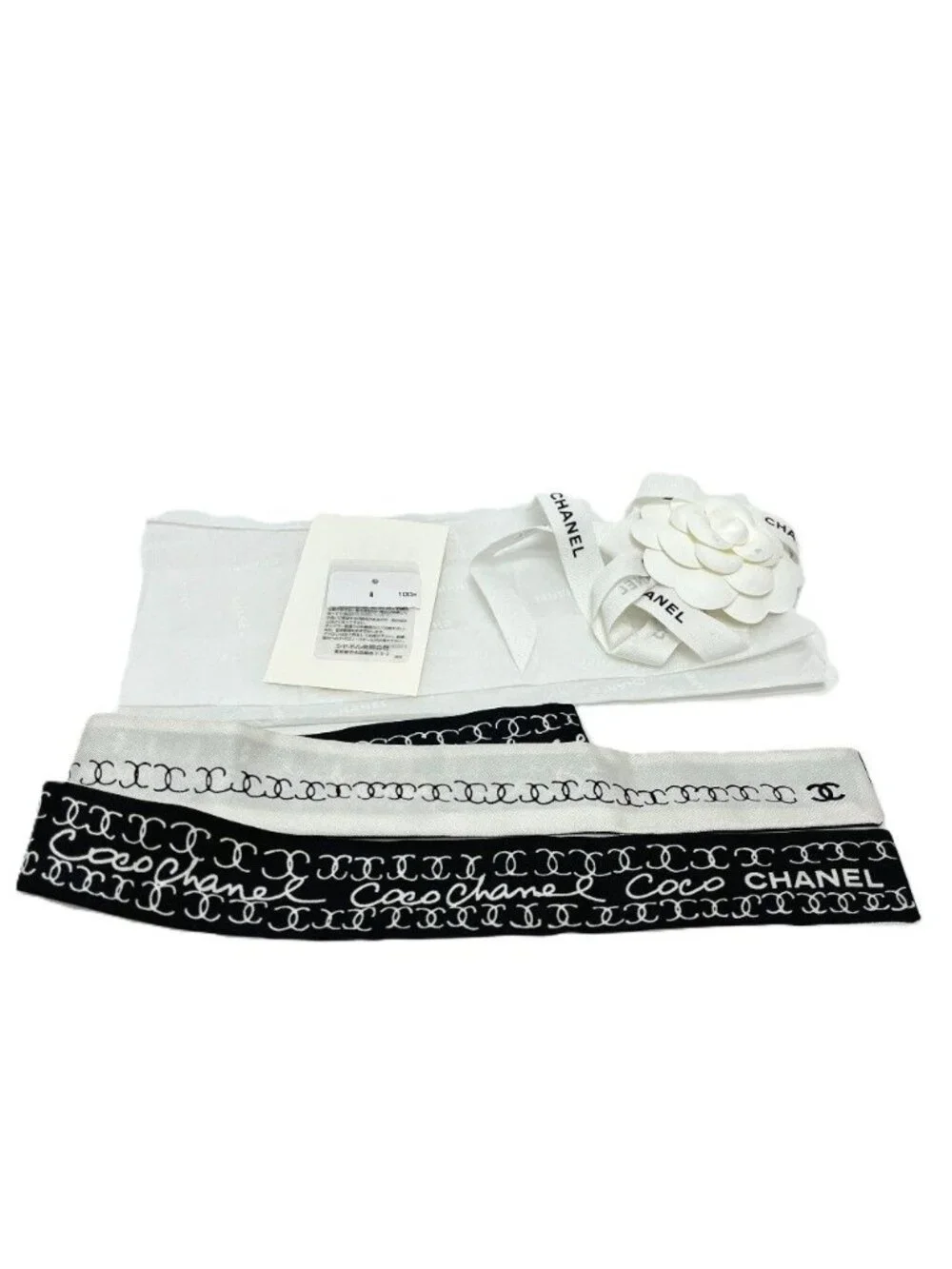 Chanel Scarf CC Logo Bicolor Silk Black